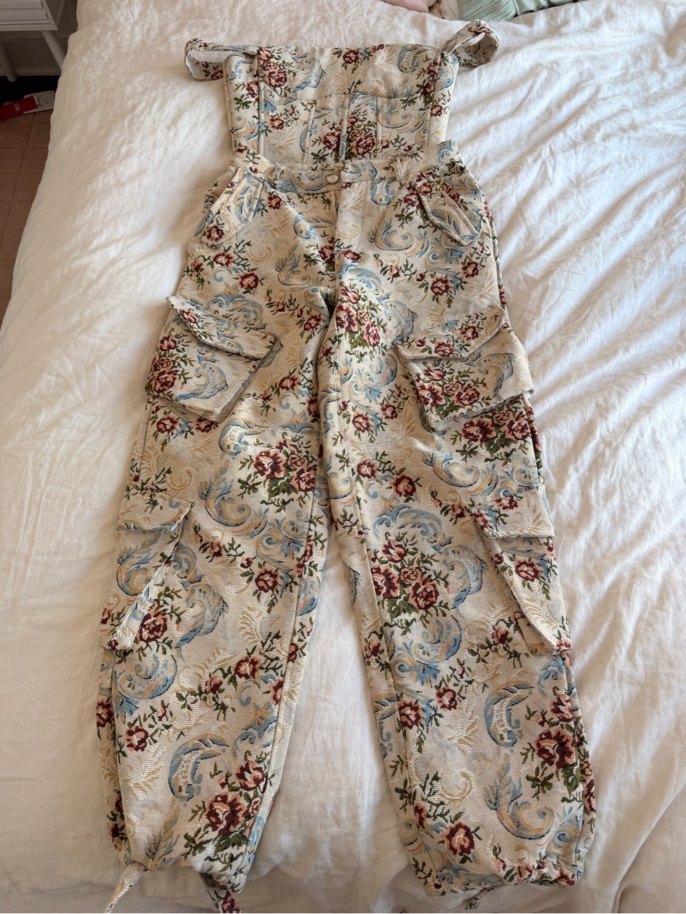 Women’s SET Maniere de Voir floral jumpsuit with red, blue, and green flowers